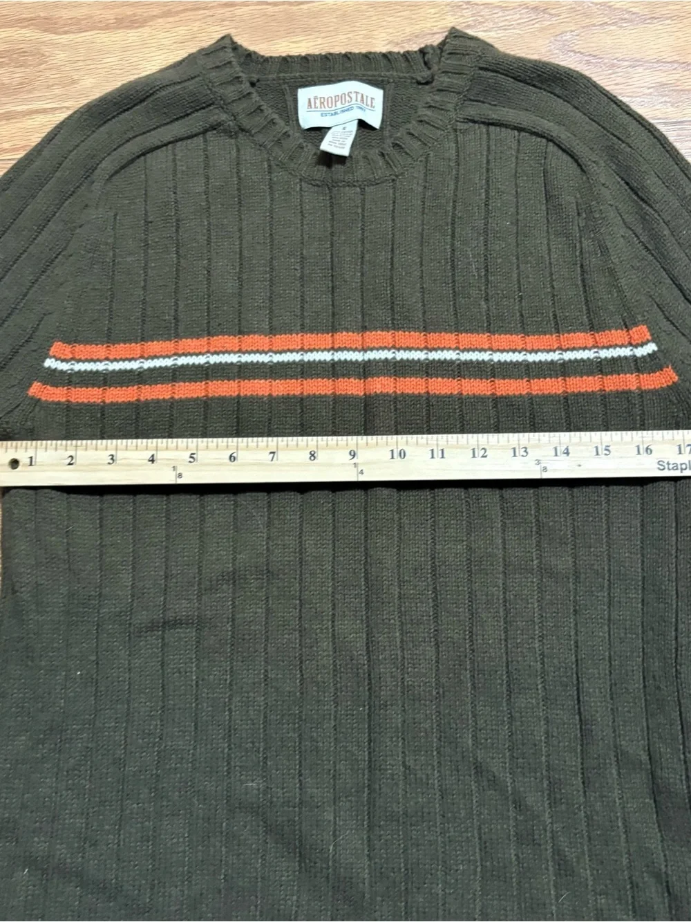 Vintage Y2K 2000s Aeropostale Green Knit Heavyweight Sweater Crewneck Men’s  S